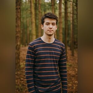 Vanishing Elephant Designer Mens Stripe Basic Long Sleeve Tee‎ Size Medium